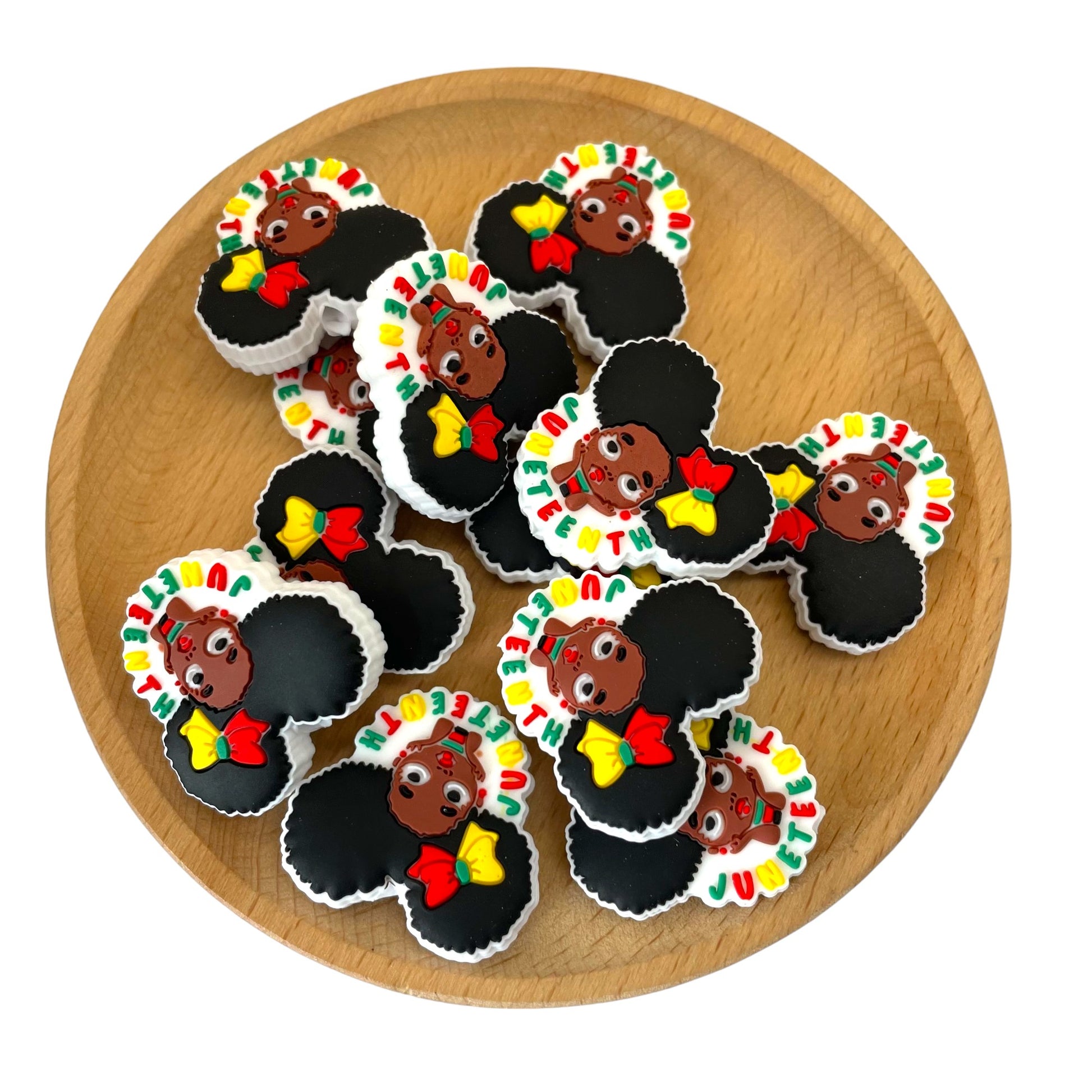 20pcs Silicone Focal Beads Juneteenth Celebration Girl with Bow Detail 2