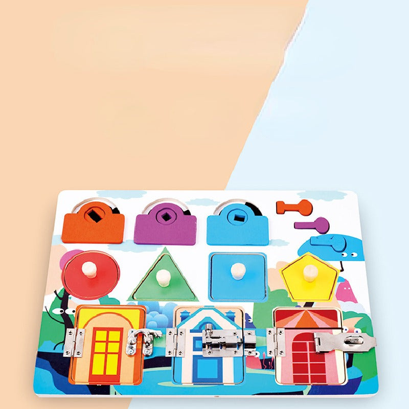 Plastic Montessori Toys Busy Panel Unlocking Learning Board 30x22.5cm 3