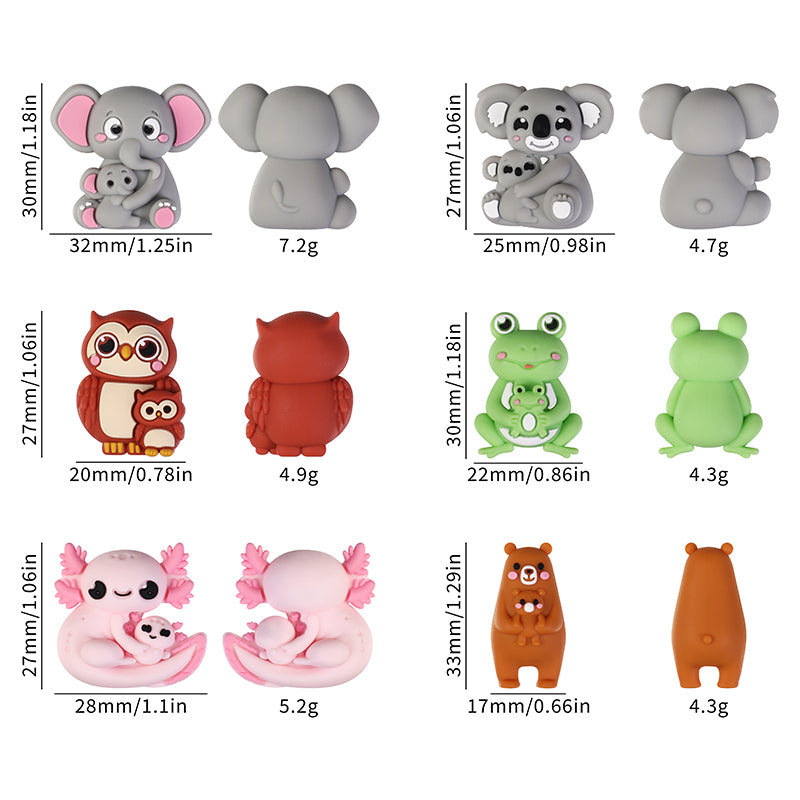 20Pcs Silicone 3D Focal Beads Mother Animals Holding Baby Detail 10