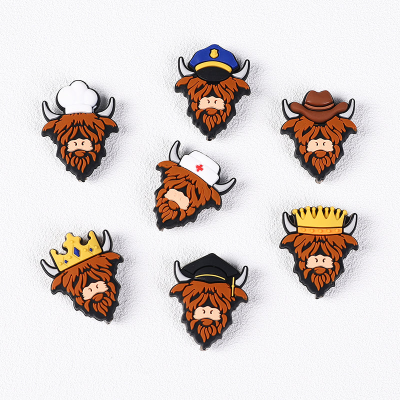 Silicone Focal Beads Seven Professions Highland Cattle Front Facing 6