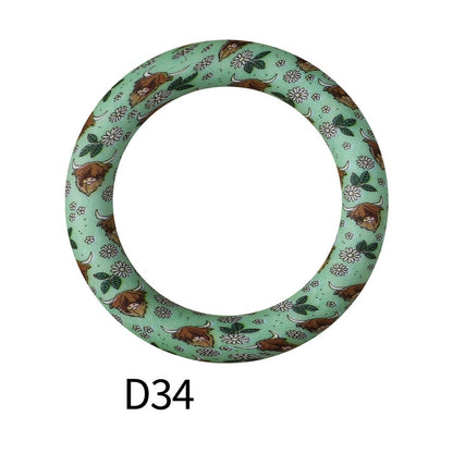 65mm Printed Silicone Beads Ring Shape Printed Design 40