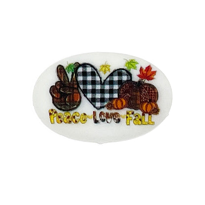 20pcs Silicone Focal Beads Peace Love Fall Printed Text Design