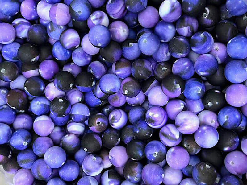 50pcs 15mm Purple Galaxy Print Silicone Beads Printed Design