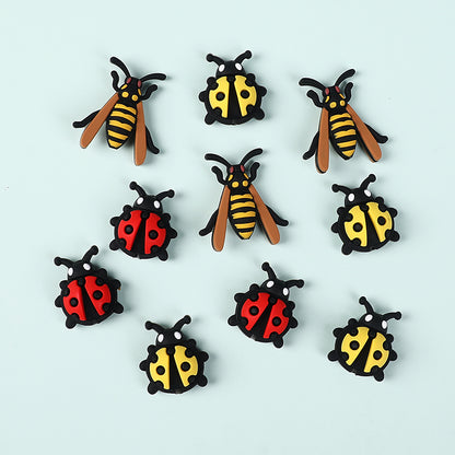 20Pcs Silicone 3D Focal Beads Ladybug Wasp Insect Design