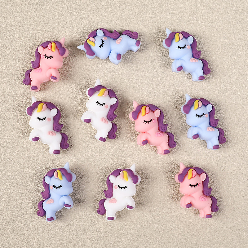 20Pcs Silicone 3D Focal Beads Unicorn Sleeping Pose 6