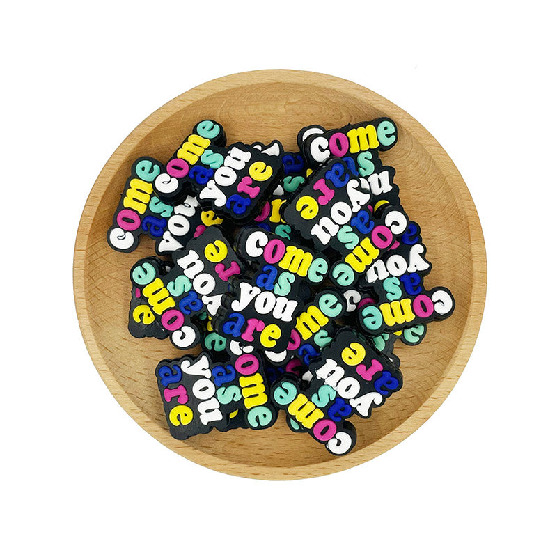 20pcs Silicone Focal Beads Inspirational Phrase Colorful Letters 2