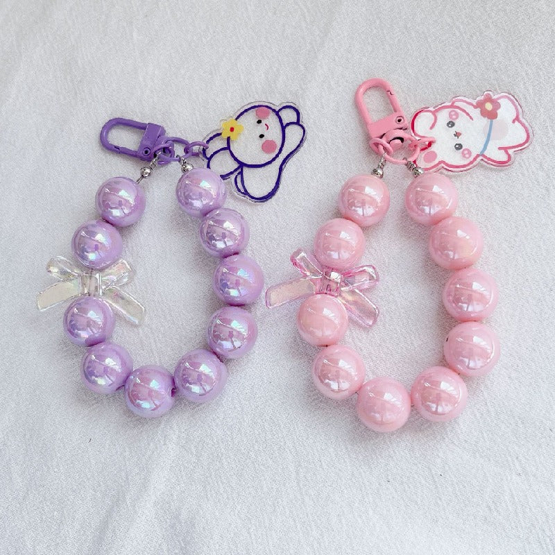Acrylic Rabbit Bear Beaded Keychain Bracelet Charm 4