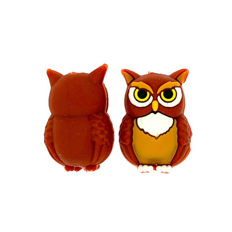 Silicone 3D Focal Beads Owl Front Facing Design