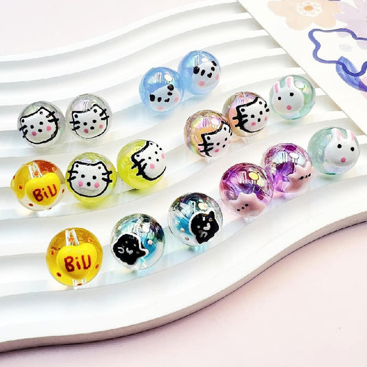 2pcs 16mm Transparent Cat Rabbit Acrylic Beads DIY Bracelet Making