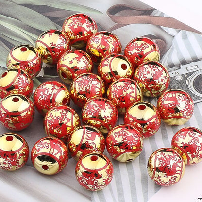 16mm Christmas Printed Acrylic Round Pumpkin Beads Holiday Craft 8