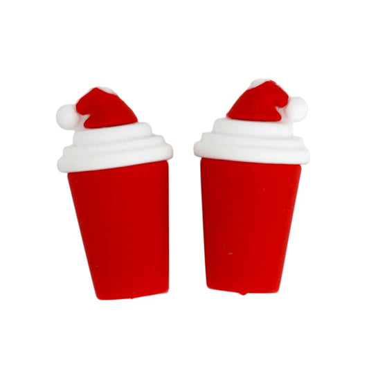 20Pcs Silicone 3D Focal Beads Christmas Cup With Santa Hat