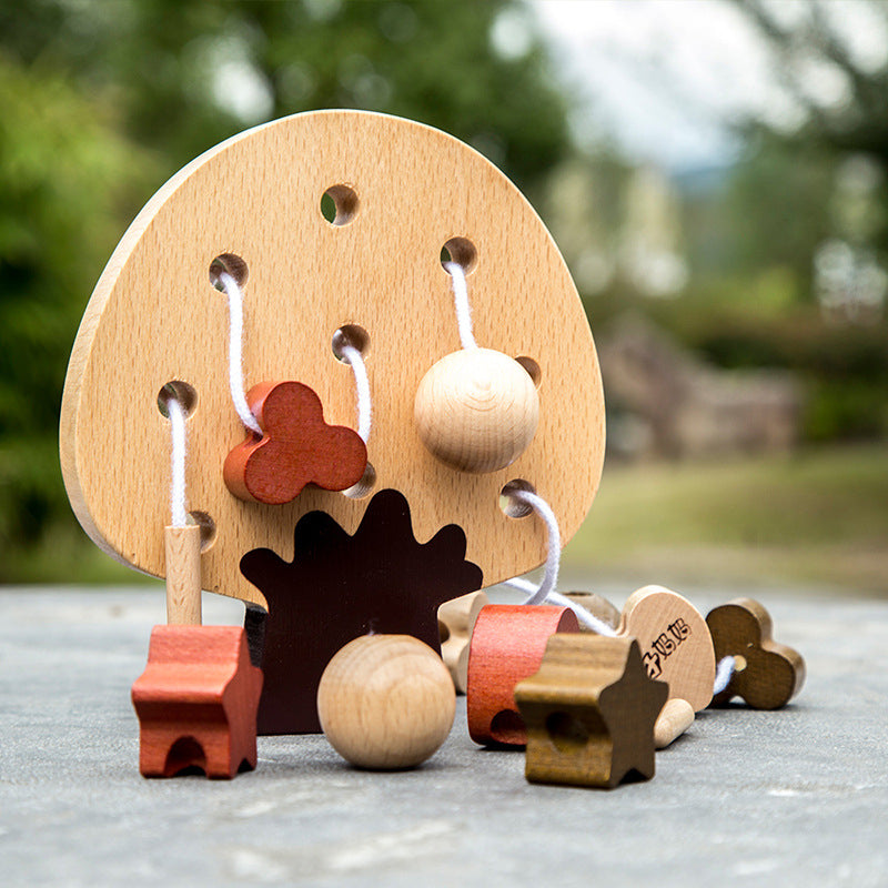 Wooden Bead Threading Montessori Toys Educational Fine Motor Skills 4