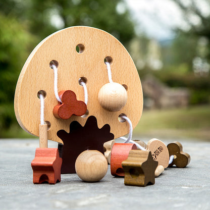 Wooden Bead Threading Montessori Toys Educational Fine Motor Skills 4