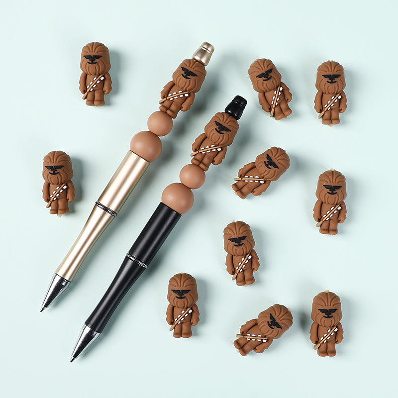 Silicone 3D Focal Beads Brown Alien Character Large Ears Side Profile 7