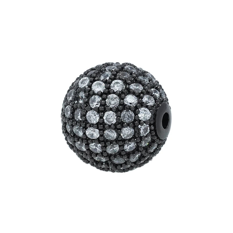 5pcs 12mm Zirconia Paved Round Brass Round Beads 9
