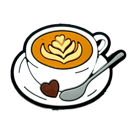 20pcs Silicone Focal Beads Coffee Heart with Spoon on Saucer