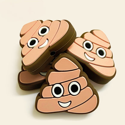 20Pcs Silicone Focal Beads Cartoon Poop Smiling Face