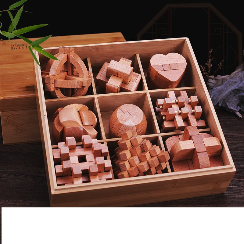 Wooden Luban Lock Puzzle Brain Teaser Educational Toy 8