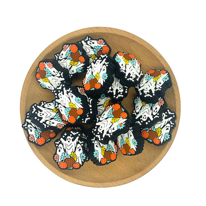 20pcs Silicone Focal Beads Halloween Daisy Ghost Pumpkin Cluster 2
