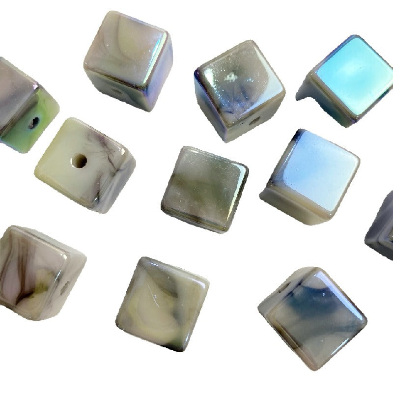 50pcs 14mm UV Finish Gradient Cube Acrylic Beads Jewelry Making 5