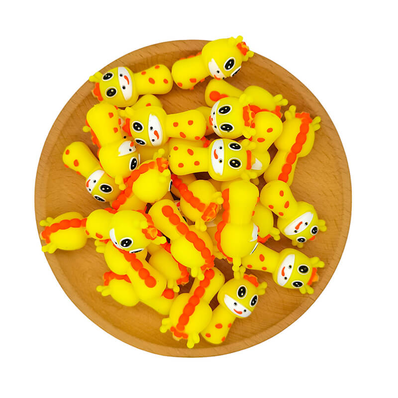 Silicone 3D Focal Beads Giraffe Character Front and Back View 2