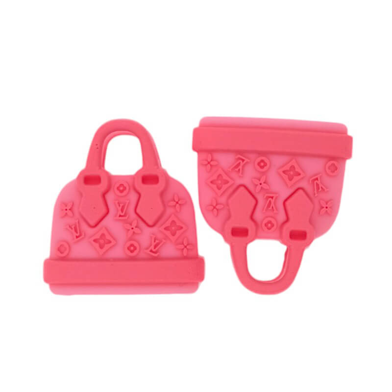 Silicone 3D Focal Beads Coffee Purse with Printed Logo Pattern 2