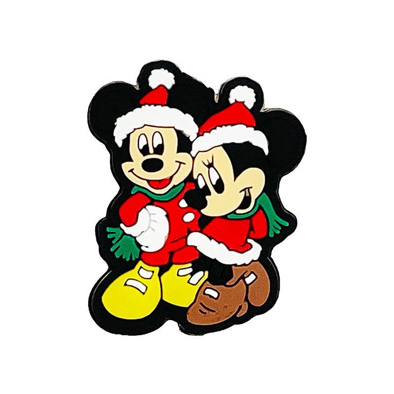 20pcs Silicone Focal Beads Christmas Round Ear Mouse Couple Wearing Santa Hats