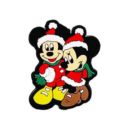 20pcs Silicone Focal Beads Christmas Round Ear Mouse Couple Wearing Santa Hats