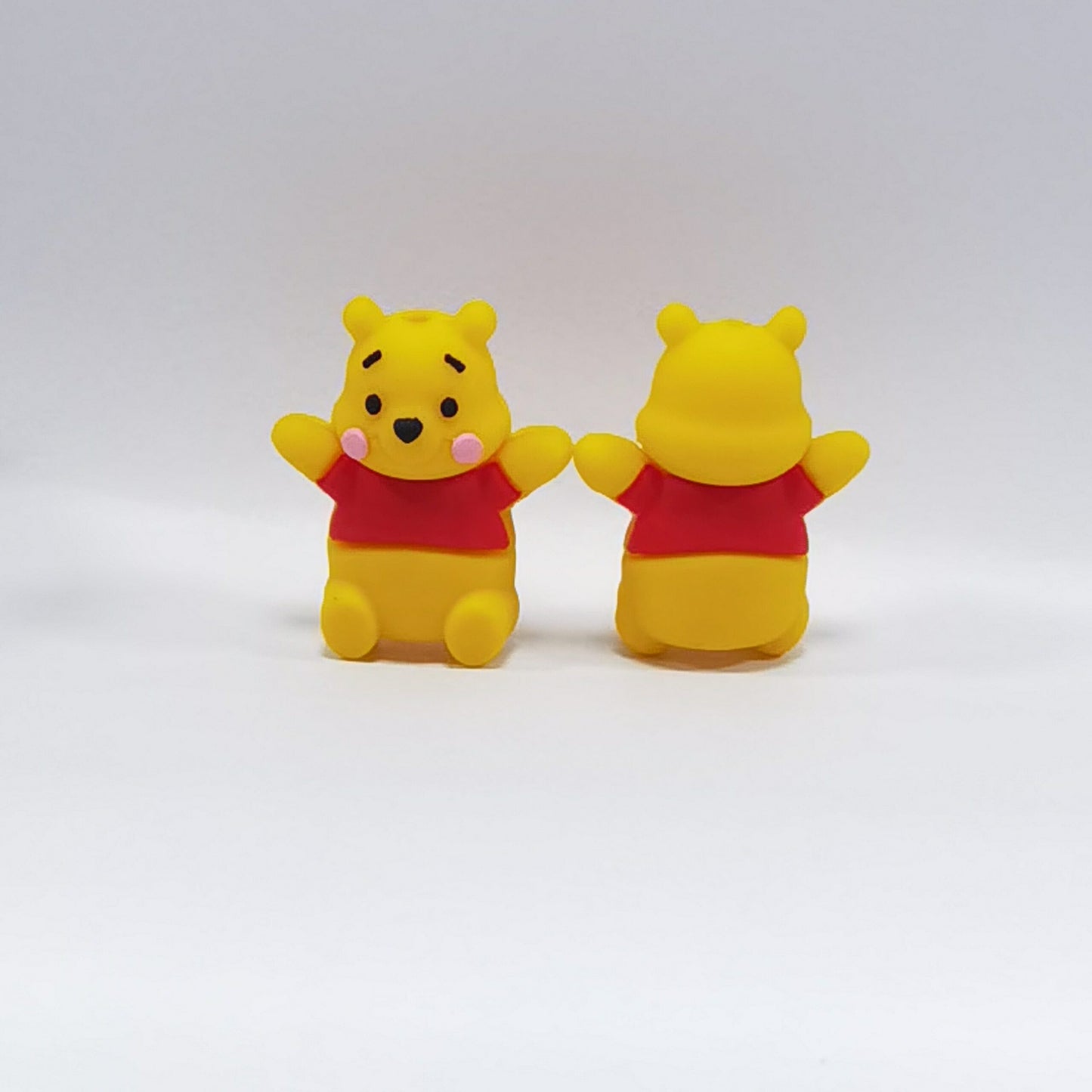 20Pcs Silicone 3D Focal Beads Yellow Bear Round Tummy Sitting Pose
