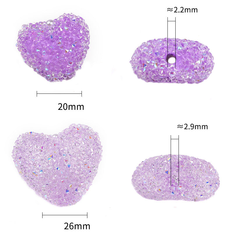 20pcs 20mm Rhinestone Heart Acrylic Beads for Jewelry Making 5