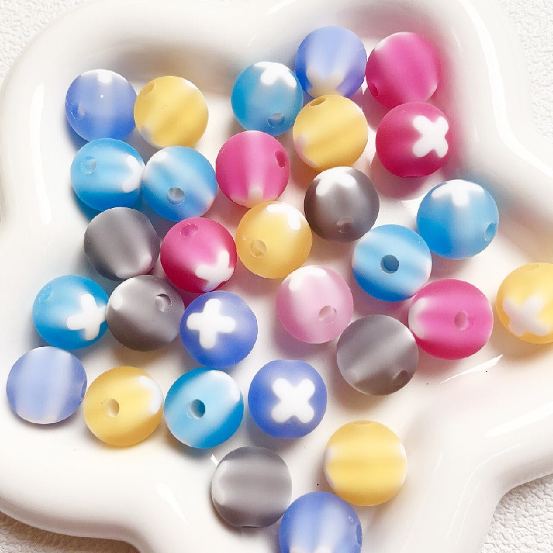 10pcs 16mm Bicolor Round Acrylic Beads DIY Bracelet Making