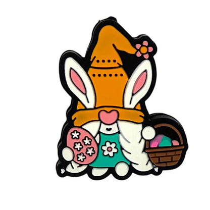 Silicone Focal Beads Easter Yellow Hat Dwarf Rabbit Holding Basket