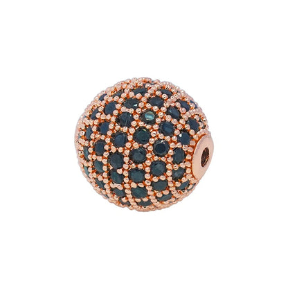 5pcs 12mm Zirconia Paved Round Brass Round Beads 12