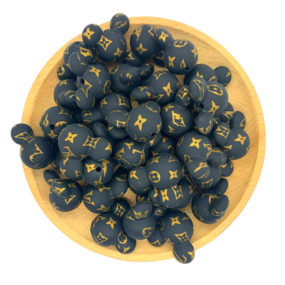 20pcs Mickey Printed LV Silicone Focal Beads 3