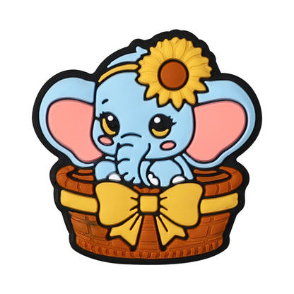 Silicone 3D Focal Beads Cartoon Basket Animals Sitting in Woven Basket 13