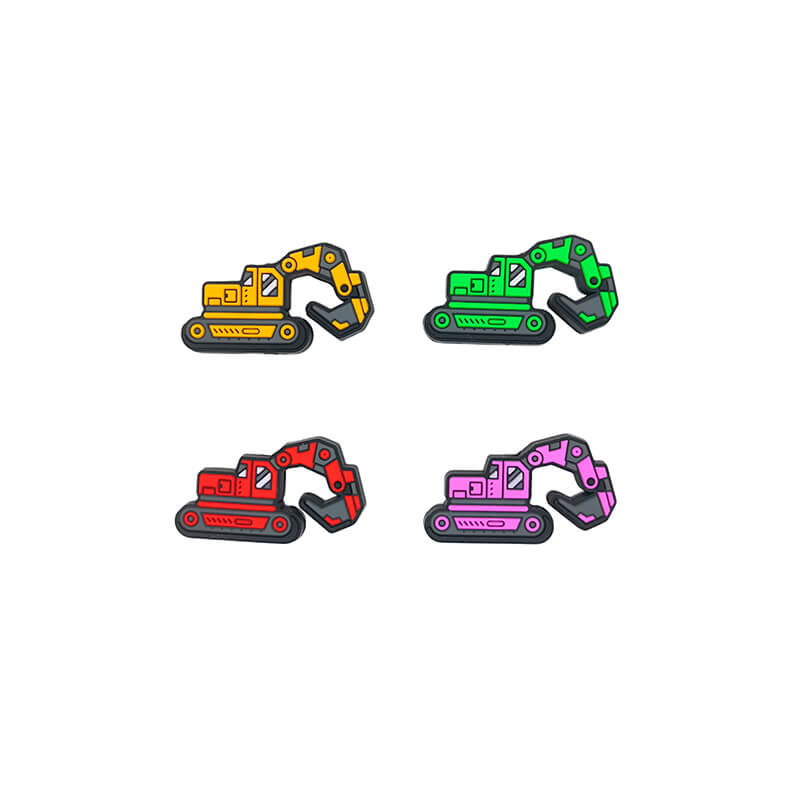 Silicone Focal Beads Four Color Excavator Side Profile