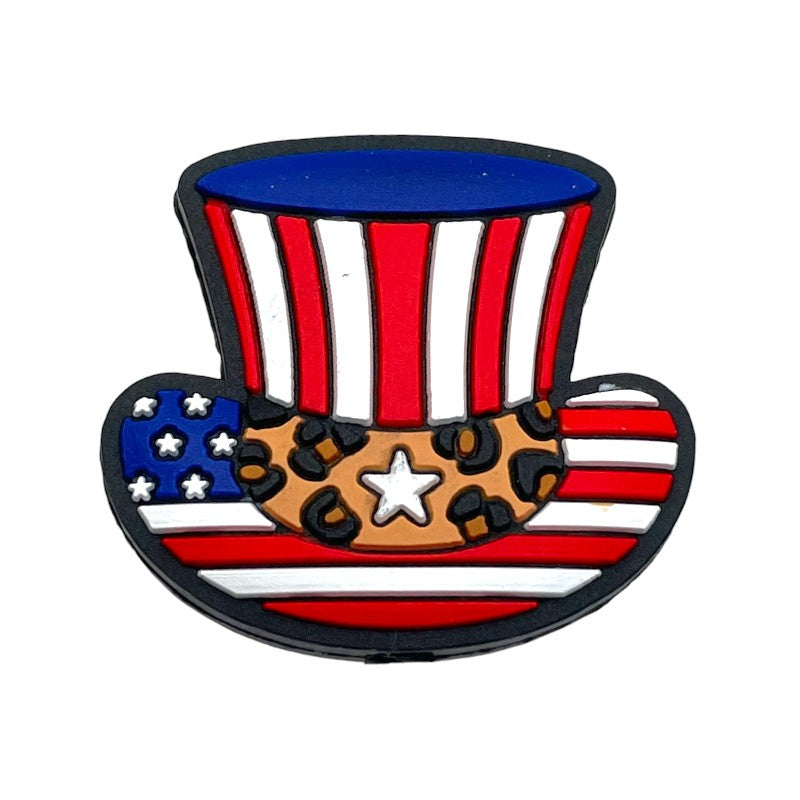 20pcs Silicone Focal Beads Independence Day US Hat Leopard Band