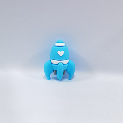 20Pcs Silicone 3D Focal Beads Color Love Rocket with Heart Detail 2