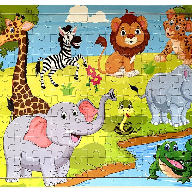 Wooden Puzzle Educational Toy Digital Early Learning 100 Pieces 6