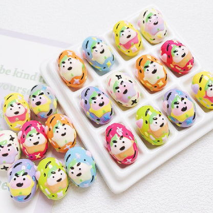 5pcs 16x24mm Hand-Painted Dinosaur Egg Acrylic Beads DIY Craft