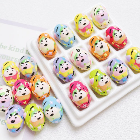 5pcs 16x24mm Hand-Painted Dinosaur Egg Acrylic Beads DIY Craft