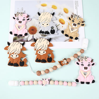 Silicone Highland Cow Teething Toy for Baby 4
