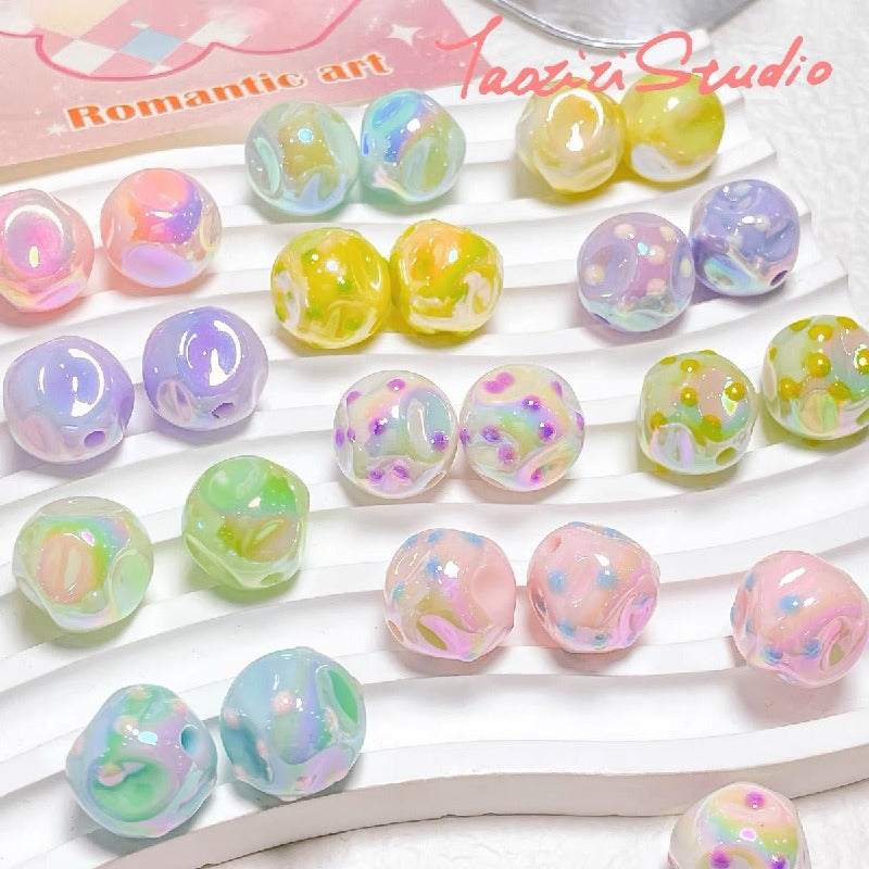 10pcs 16mm Dot Fig Acrylic Beads UV Finish DIY Bracelet Making