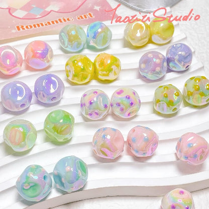 10pcs 16mm Dot Fig Acrylic Beads UV Finish DIY Bracelet Making