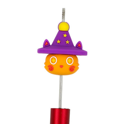 20Pcs Silicone 3D Focal Beads Halloween Cute Imp Purple Hat 2