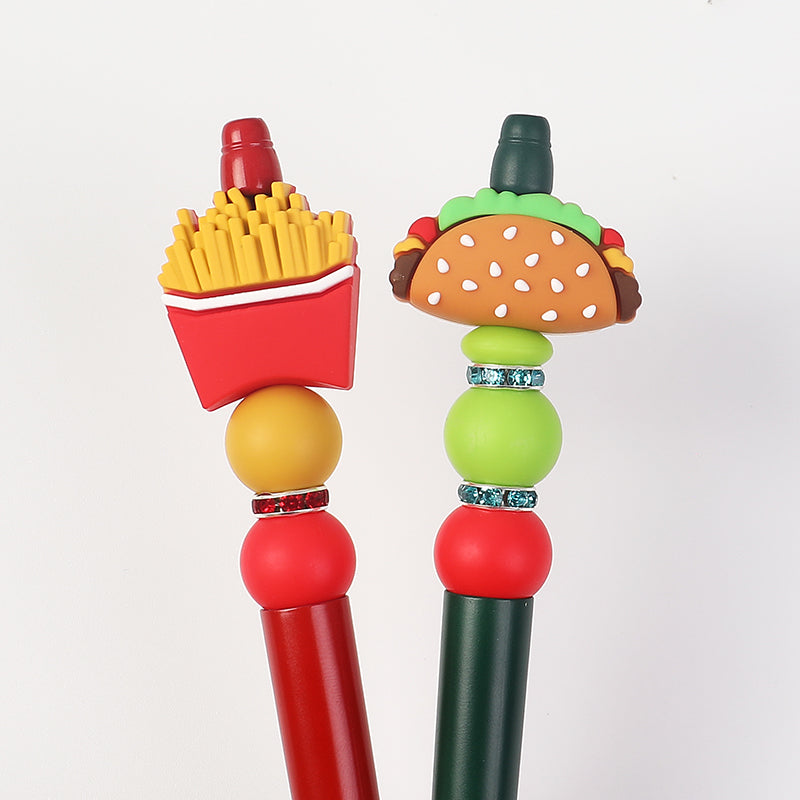 20Pcs Silicone 3D Focal Beads Fast Food Chicken Nuggets French Fries Taco 8