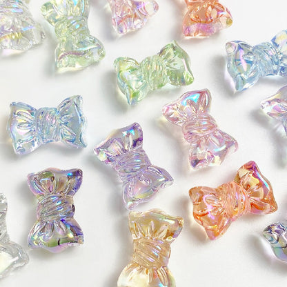 50pcs 14x26mm Transparent Bow Acrylic Beads DIY Bracelet Making