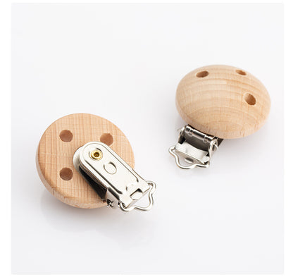 Beech Wood Pacifier Clip with Round Three-Hole 30mm 2