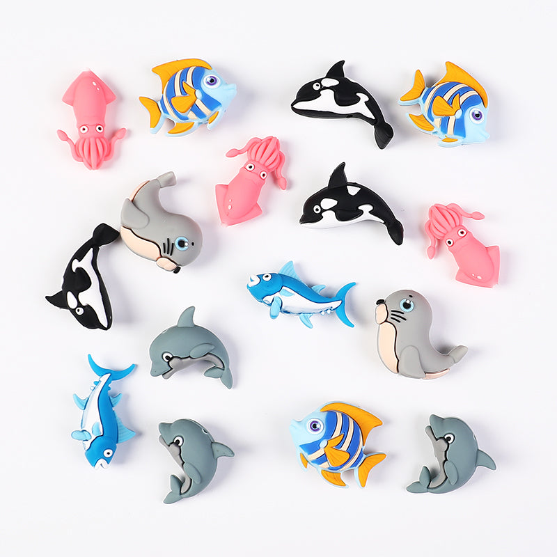 20Pcs Silicone 3D Focal Beads Ocean Animals Seal Dolphin Killer Whale 8