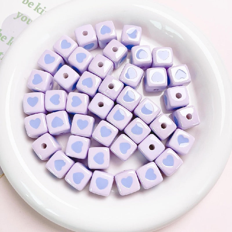 10pcs 12mm Heart Cube Acrylic Beads DIY Bracelet Making 6